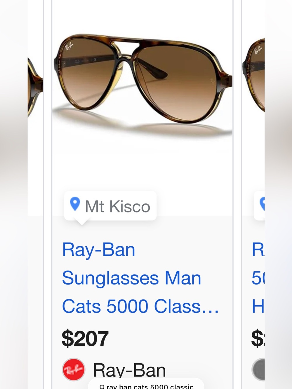 Ray-Ban Men's Tortoiseshell Brown Gradient Aviator Sunglasses CATS 5000
